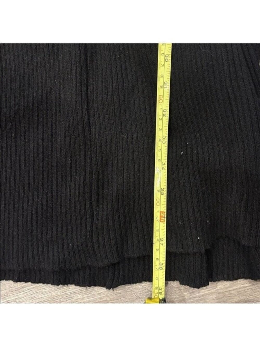 Anthropologie Black Ribbed Knit Sweater Midi Dress Flutter Sleeve Small NWT 0598 - Picture 9 of 9